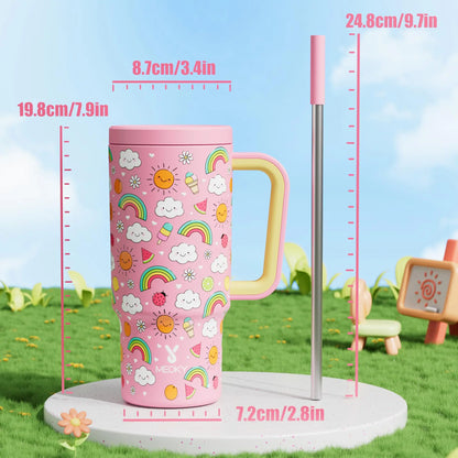 [Meoky] 24Oz Leak-Proof Straw Cup with Lid, Portable Non-Slip Stainless Steel Thermos Cup with Straw, Insulated Travel Drinkware, Insulated Water Cup, Wide Mouth Tumbler, for Easy Cleaning & Car Loading