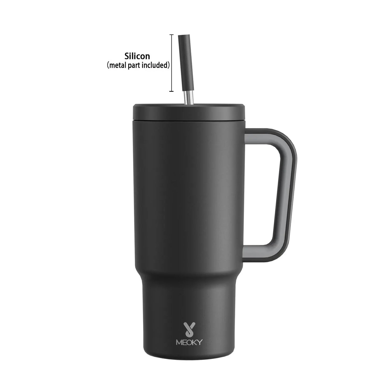 [Meoky] 24Oz Leak-Proof Straw Cup with Lid, Portable Non-Slip Stainless Steel Thermos Cup with Straw, Insulated Travel Drinkware, Insulated Water Cup, Wide Mouth Tumbler, for Easy Cleaning & Car Loading