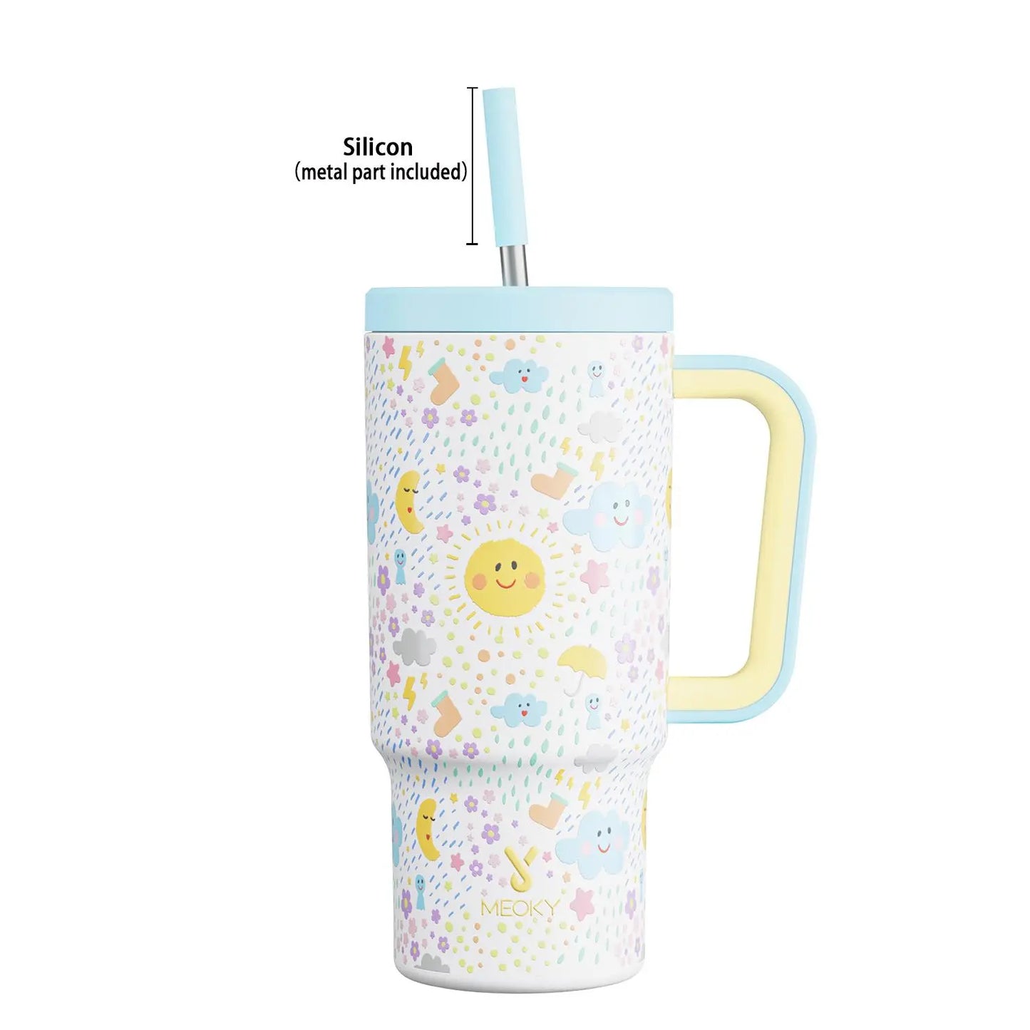[Meoky] 24Oz Leak-Proof Straw Cup with Lid, Portable Non-Slip Stainless Steel Thermos Cup with Straw, Insulated Travel Drinkware, Insulated Water Cup, Wide Mouth Tumbler, for Easy Cleaning & Car Loading