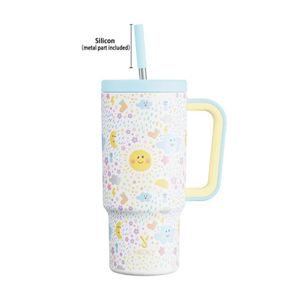 [Meoky] 24Oz Leak-Proof Straw Cup with Lid, Portable Non-Slip Stainless Steel Thermos Cup with Straw, Insulated Travel Drinkware, Insulated Water Cup, Wide Mouth Tumbler, for Easy Cleaning & Car Loading