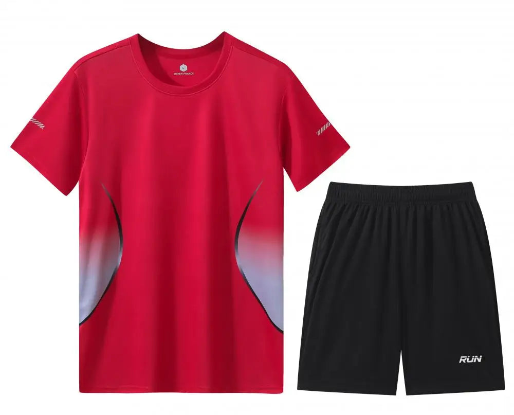 2 Pcs/Set Men'S Tracksuit Gym Fitness Badminton Sports Suit Clothes Running Jogging Sport Wear Exercise Workout Set Sportswear