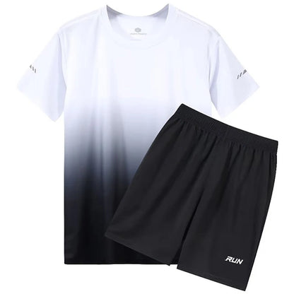 2 Pcs/Set Men'S Tracksuit Gym Fitness Badminton Sports Suit Clothes Running Jogging Sport Wear Exercise Workout Set Sportswear