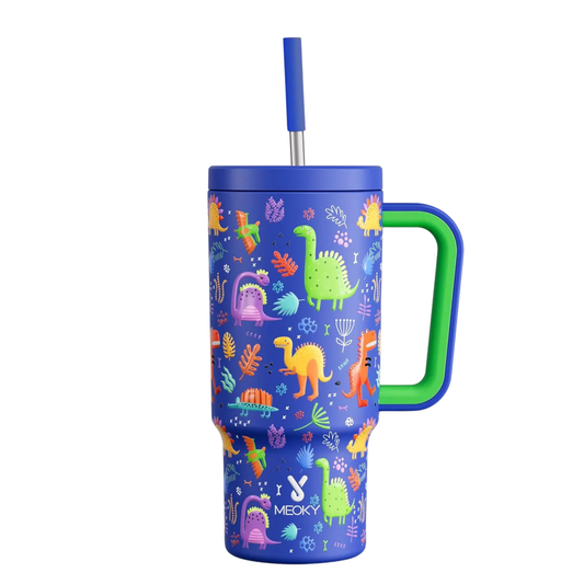 24 oz Insulated Travel Tumbler with Straw, Leak-Proof Stainless Steel Cup, Double Wall Vacuum Insulated, Fits Most Car Cup Holders