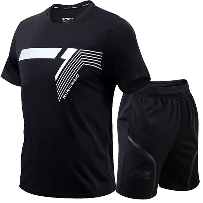 2 Pcs/Set Men'S Tracksuit Gym Fitness Badminton Sports Suit Clothes Running Jogging Sport Wear Exercise Workout Set Sportswear
