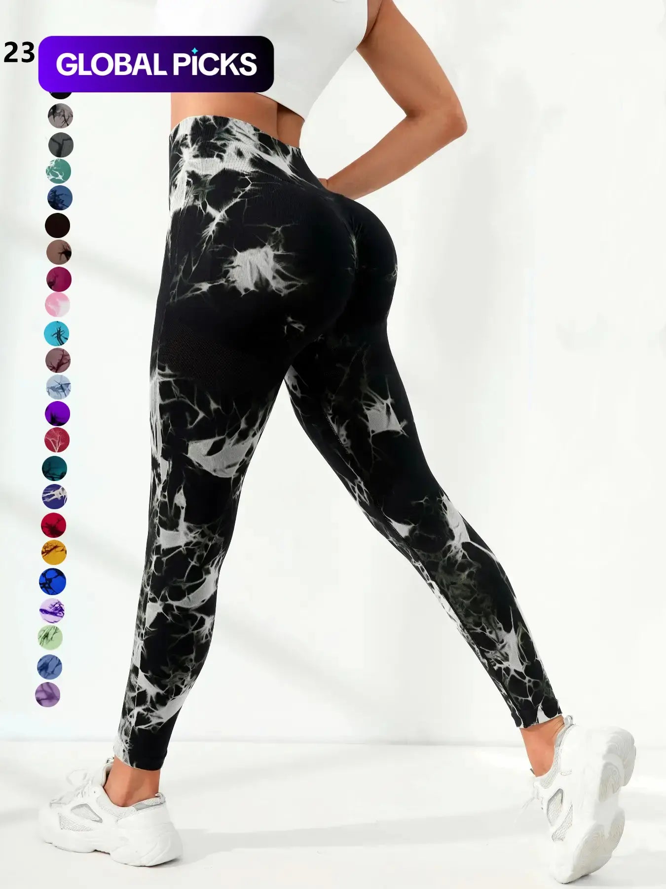 Women'S Plain / Tie Dye Print High Waist Sports Leggings, High Waisted Sportswear, Gym Leggings, Skinny Pants, Skinny Yoga Bottoms for Workout Running, Women Sport & Outdoor Clothing, Fitness Yoga Pants