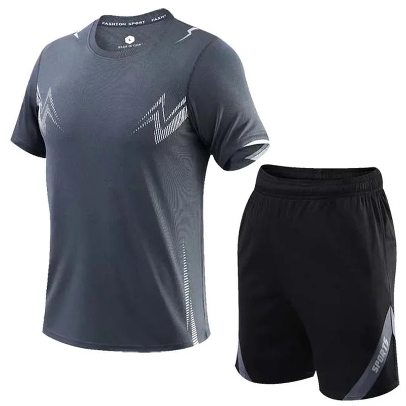 2 Pcs/Set Men'S Tracksuit Gym Fitness Badminton Sports Suit Clothes Running Jogging Sport Wear Exercise Workout Set Sportswear