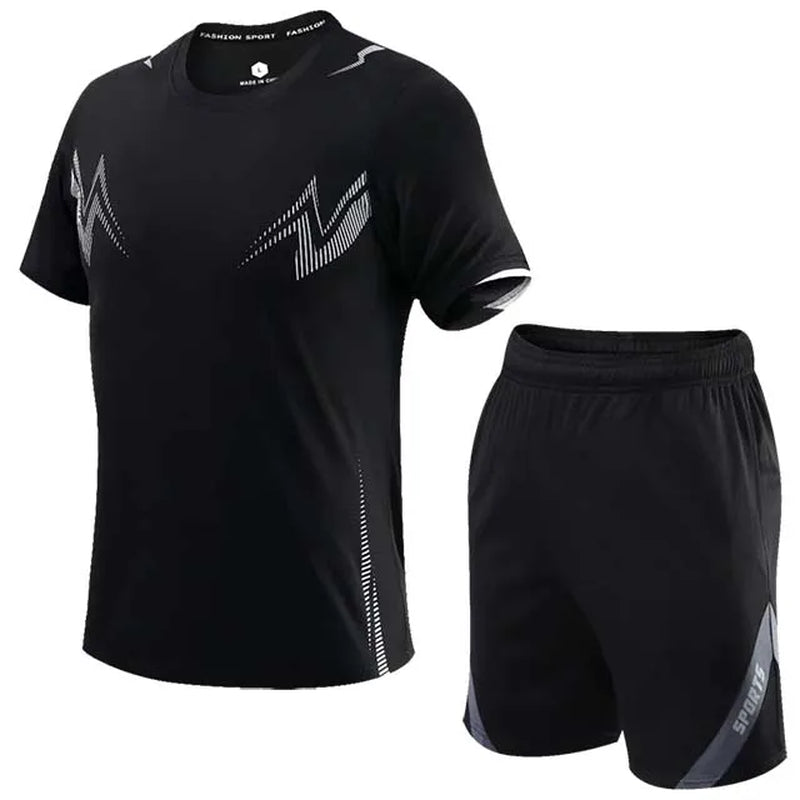 2 Pcs/Set Men'S Tracksuit Gym Fitness Badminton Sports Suit Clothes Running Jogging Sport Wear Exercise Workout Set Sportswear