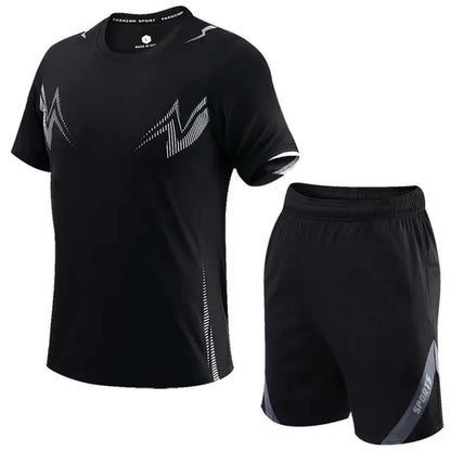 2 Pcs/Set Men'S Tracksuit Gym Fitness Badminton Sports Suit Clothes Running Jogging Sport Wear Exercise Workout Set Sportswear