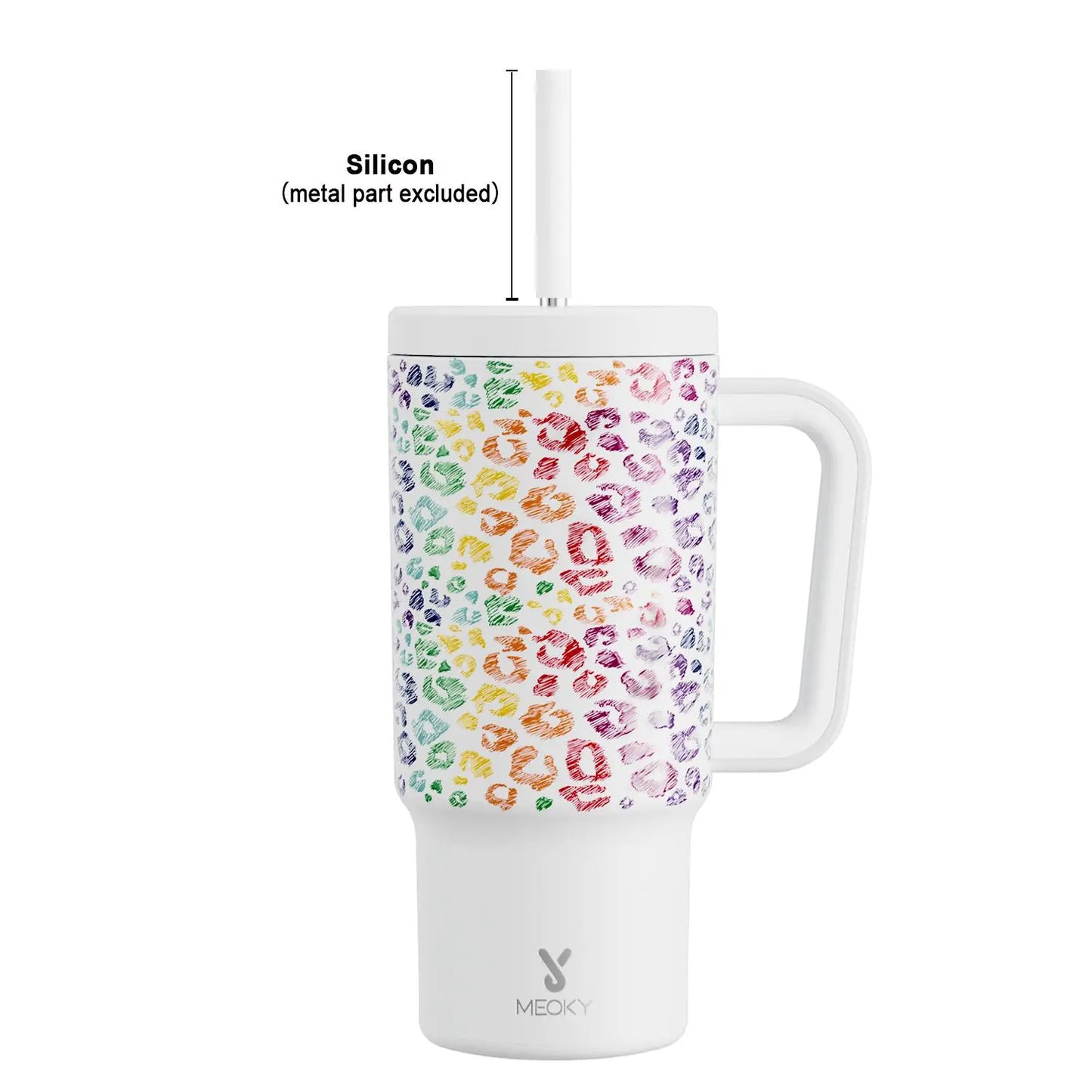 [Meoky] 24Oz Leak-Proof Straw Cup with Lid, Portable Non-Slip Stainless Steel Thermos Cup with Straw, Insulated Travel Drinkware, Insulated Water Cup, Wide Mouth Tumbler, for Easy Cleaning & Car Loading