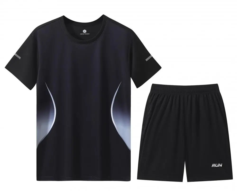 2 Pcs/Set Men'S Tracksuit Gym Fitness Badminton Sports Suit Clothes Running Jogging Sport Wear Exercise Workout Set Sportswear