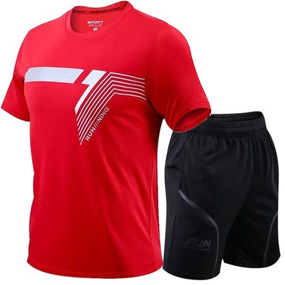 2 Pcs/Set Men'S Tracksuit Gym Fitness Badminton Sports Suit Clothes Running Jogging Sport Wear Exercise Workout Set Sportswear