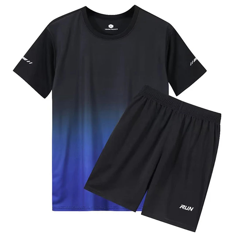 2 Pcs/Set Men'S Tracksuit Gym Fitness Badminton Sports Suit Clothes Running Jogging Sport Wear Exercise Workout Set Sportswear