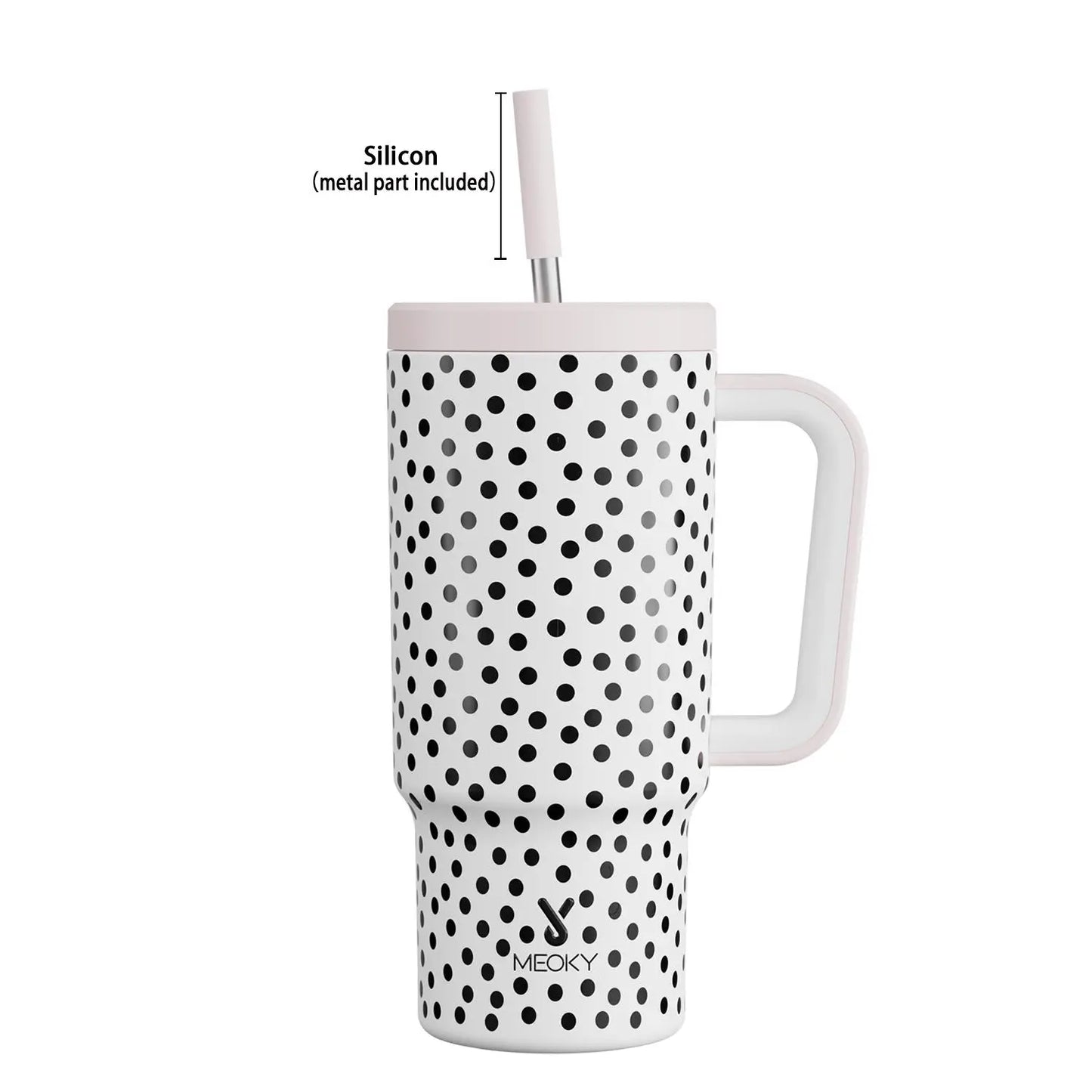 [Meoky] 24Oz Leak-Proof Straw Cup with Lid, Portable Non-Slip Stainless Steel Thermos Cup with Straw, Insulated Travel Drinkware, Insulated Water Cup, Wide Mouth Tumbler, for Easy Cleaning & Car Loading