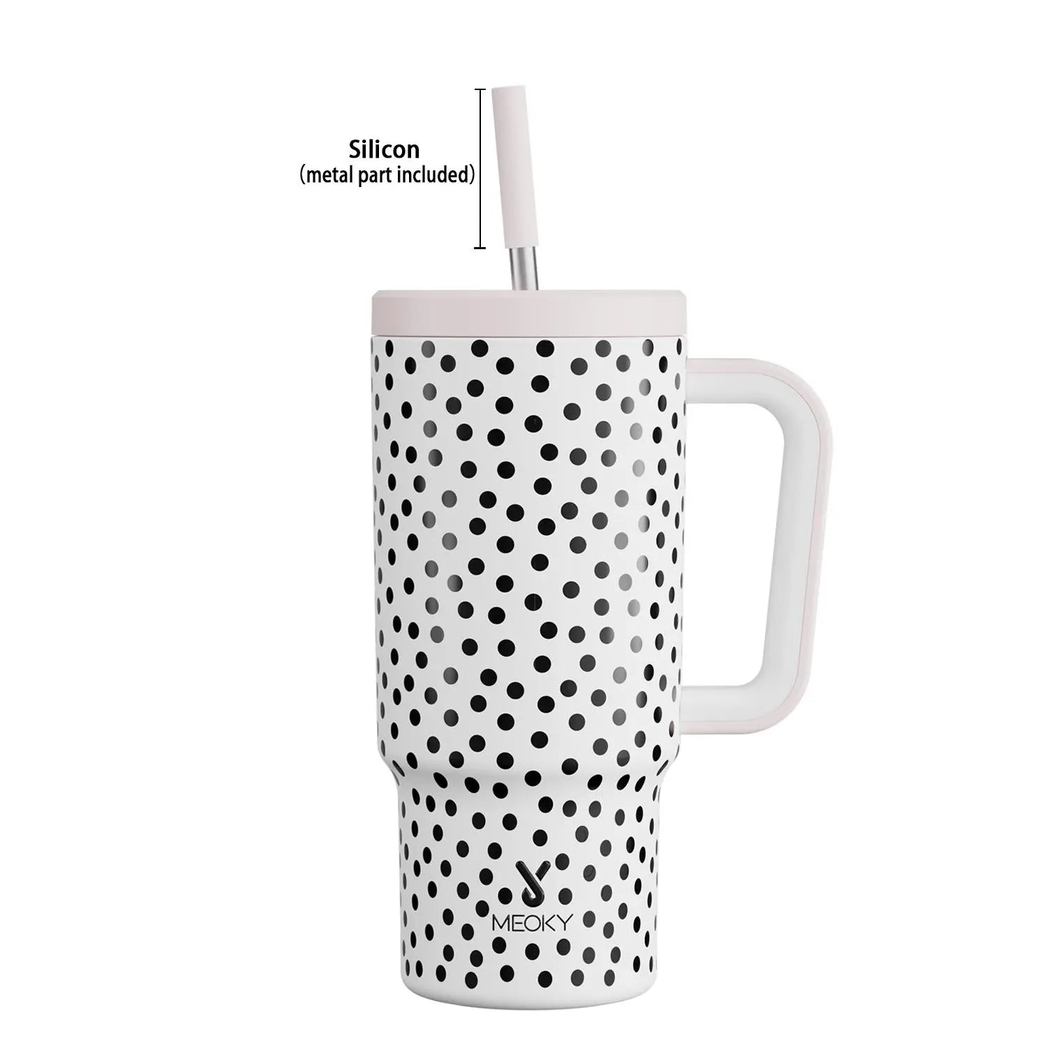 [Meoky] 24Oz Leak-Proof Straw Cup with Lid, Portable Non-Slip Stainless Steel Thermos Cup with Straw, Insulated Travel Drinkware, Insulated Water Cup, Wide Mouth Tumbler, for Easy Cleaning & Car Loading