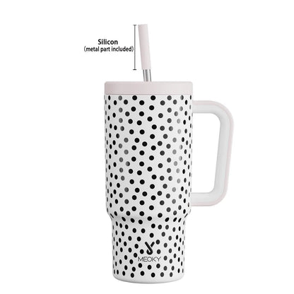 [Meoky] 24Oz Leak-Proof Straw Cup with Lid, Portable Non-Slip Stainless Steel Thermos Cup with Straw, Insulated Travel Drinkware, Insulated Water Cup, Wide Mouth Tumbler, for Easy Cleaning & Car Loading