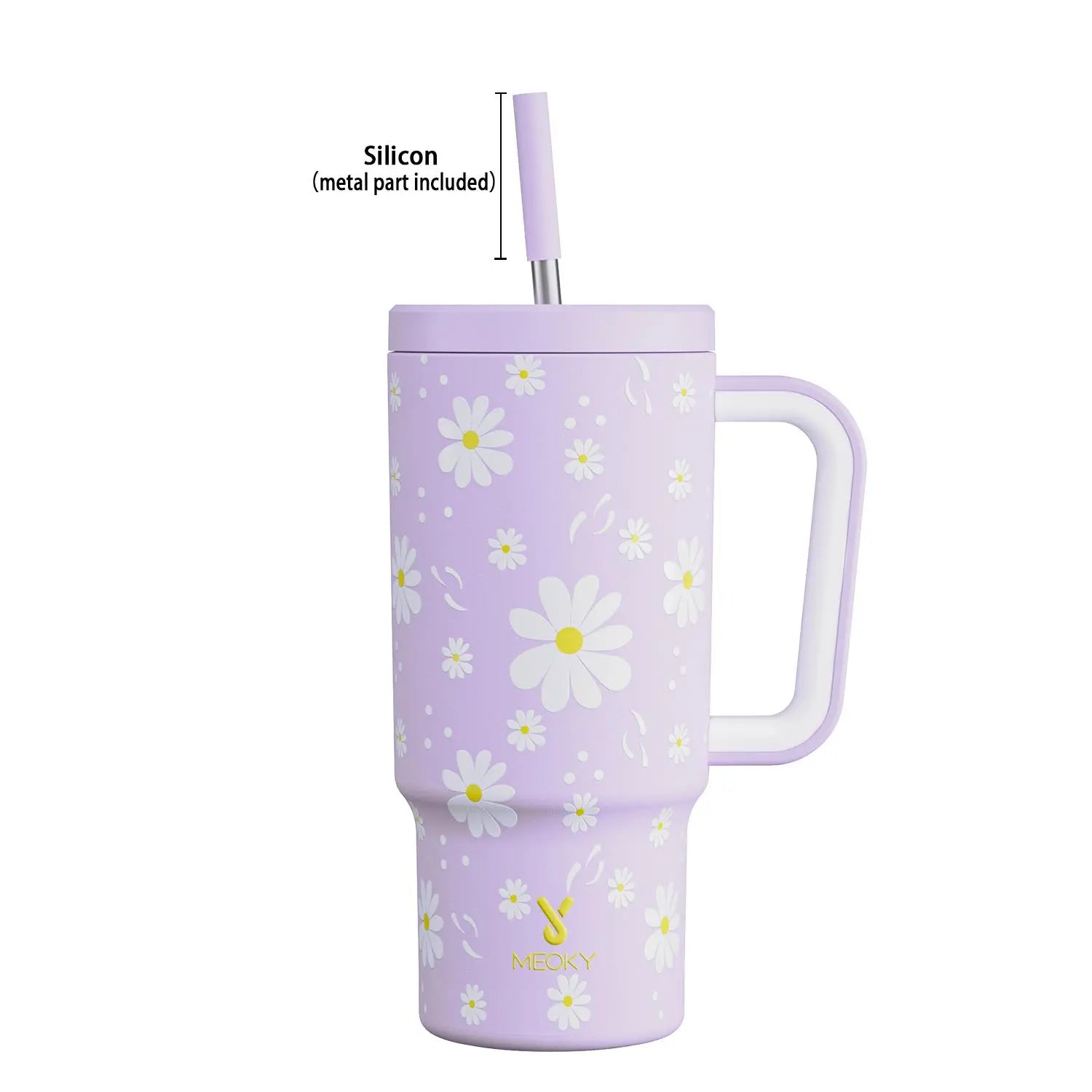[Meoky] 24Oz Leak-Proof Straw Cup with Lid, Portable Non-Slip Stainless Steel Thermos Cup with Straw, Insulated Travel Drinkware, Insulated Water Cup, Wide Mouth Tumbler, for Easy Cleaning & Car Loading