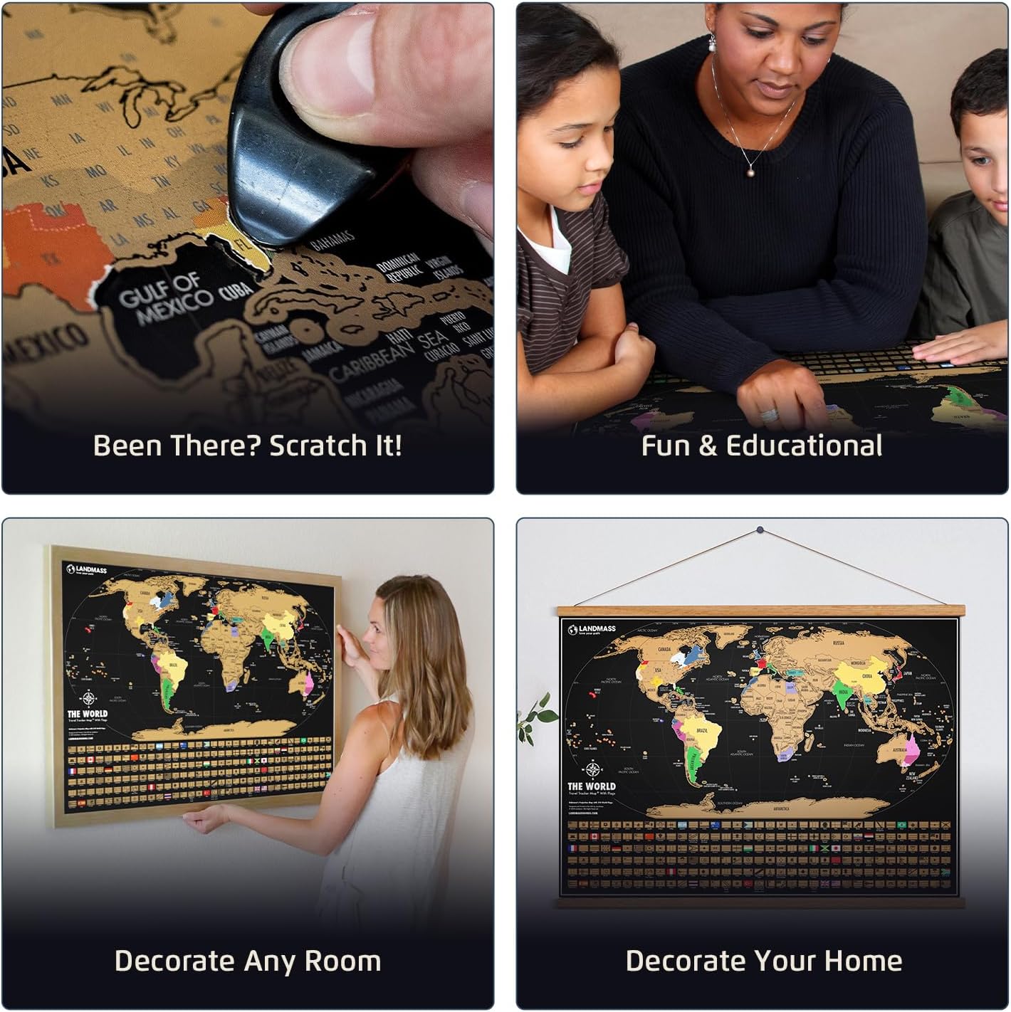 Deluxe Scratch-Off World Map – Travel Tracker Poster with Flags, 17×24 Inches
