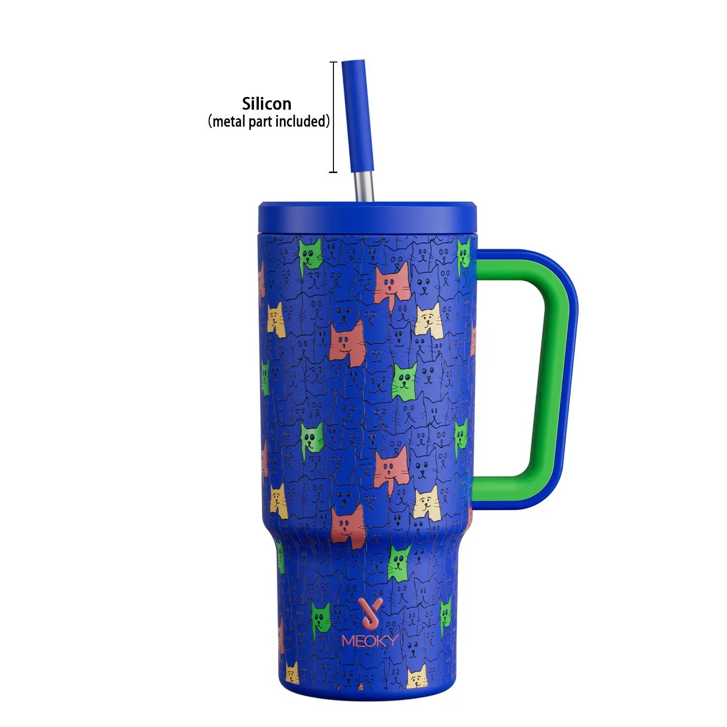 [Meoky] 24Oz Leak-Proof Straw Cup with Lid, Portable Non-Slip Stainless Steel Thermos Cup with Straw, Insulated Travel Drinkware, Insulated Water Cup, Wide Mouth Tumbler, for Easy Cleaning & Car Loading