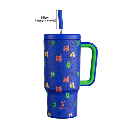 [Meoky] 24Oz Leak-Proof Straw Cup with Lid, Portable Non-Slip Stainless Steel Thermos Cup with Straw, Insulated Travel Drinkware, Insulated Water Cup, Wide Mouth Tumbler, for Easy Cleaning & Car Loading