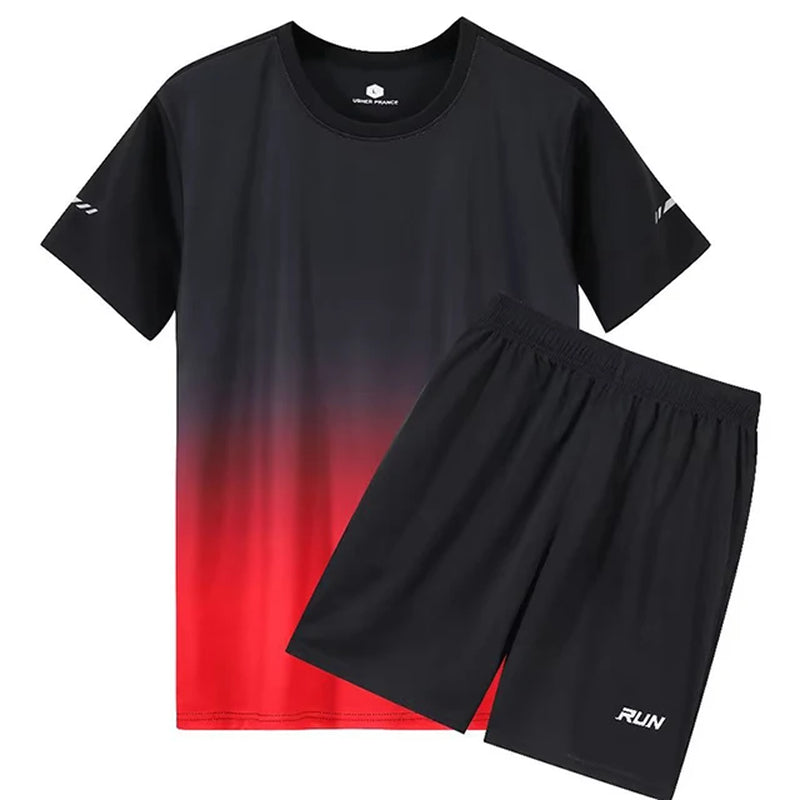 2 Pcs/Set Men'S Tracksuit Gym Fitness Badminton Sports Suit Clothes Running Jogging Sport Wear Exercise Workout Set Sportswear