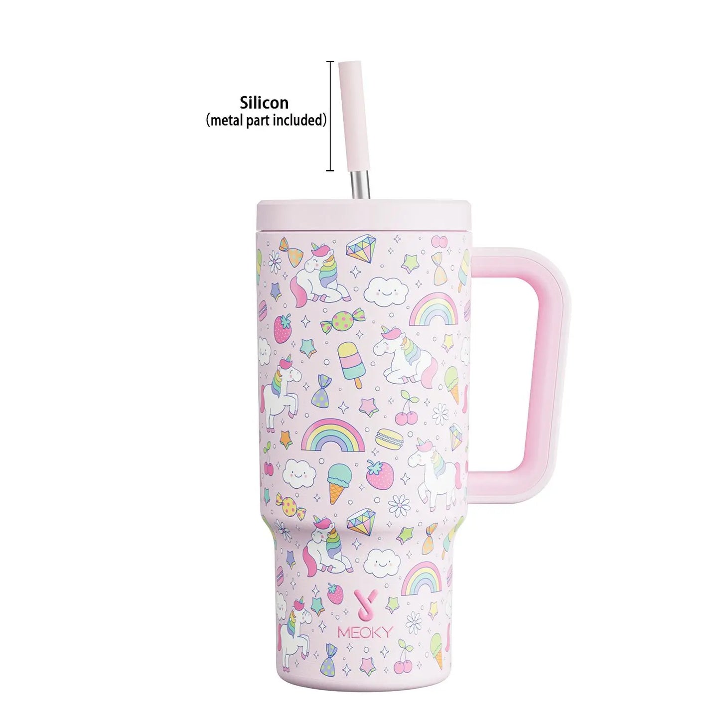 [Meoky] 24Oz Leak-Proof Straw Cup with Lid, Portable Non-Slip Stainless Steel Thermos Cup with Straw, Insulated Travel Drinkware, Insulated Water Cup, Wide Mouth Tumbler, for Easy Cleaning & Car Loading