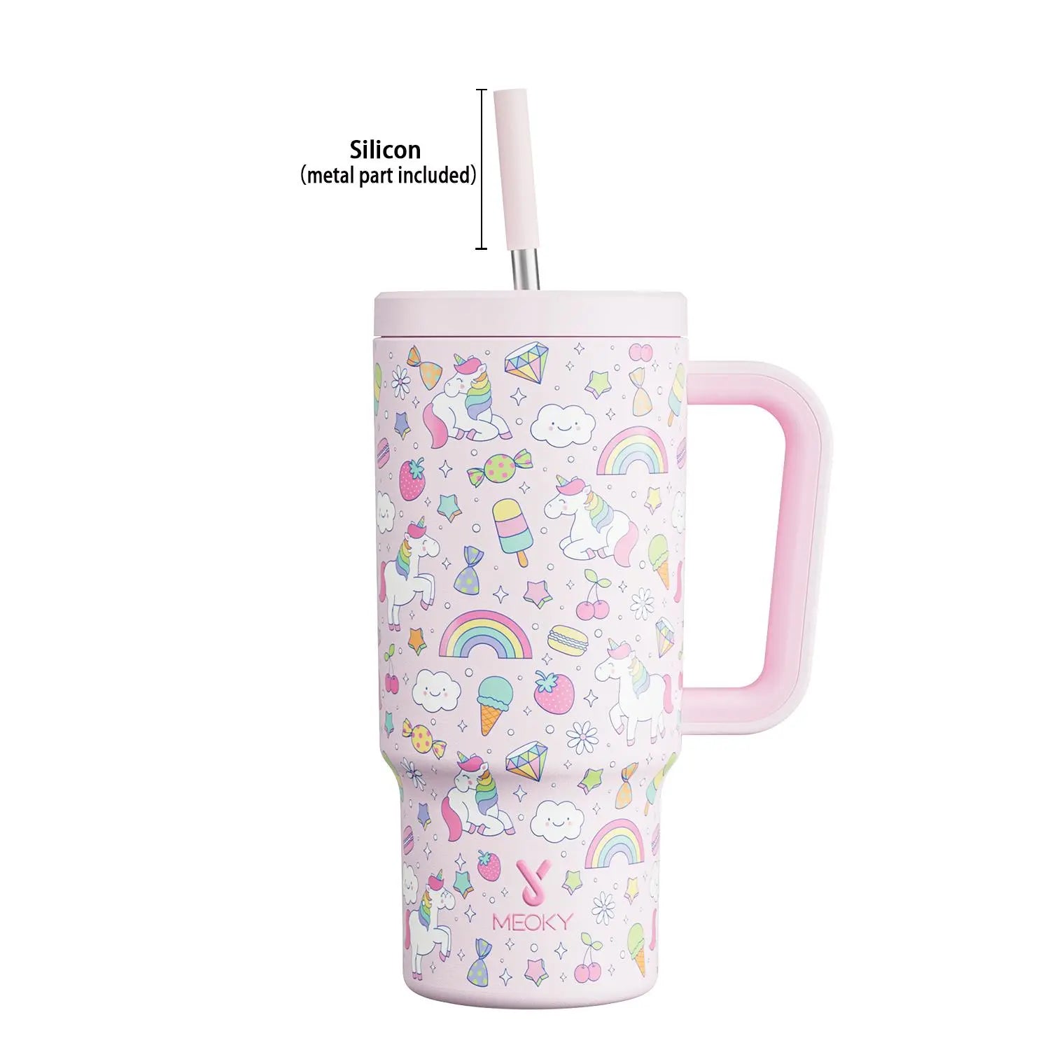 [Meoky] 24Oz Leak-Proof Straw Cup with Lid, Portable Non-Slip Stainless Steel Thermos Cup with Straw, Insulated Travel Drinkware, Insulated Water Cup, Wide Mouth Tumbler, for Easy Cleaning & Car Loading