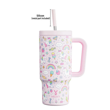 [Meoky] 24Oz Leak-Proof Straw Cup with Lid, Portable Non-Slip Stainless Steel Thermos Cup with Straw, Insulated Travel Drinkware, Insulated Water Cup, Wide Mouth Tumbler, for Easy Cleaning & Car Loading