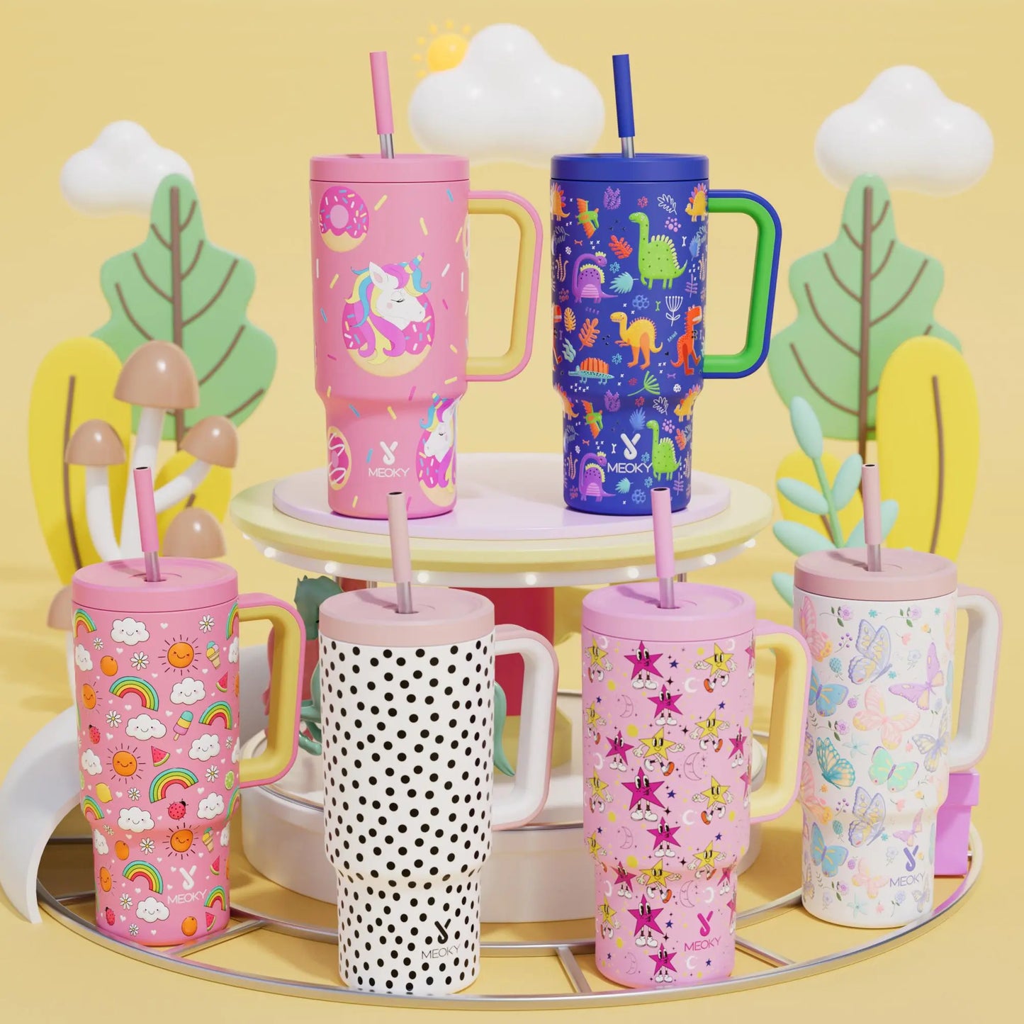 [Meoky] 24Oz Leak-Proof Straw Cup with Lid, Portable Non-Slip Stainless Steel Thermos Cup with Straw, Insulated Travel Drinkware, Insulated Water Cup, Wide Mouth Tumbler, for Easy Cleaning & Car Loading