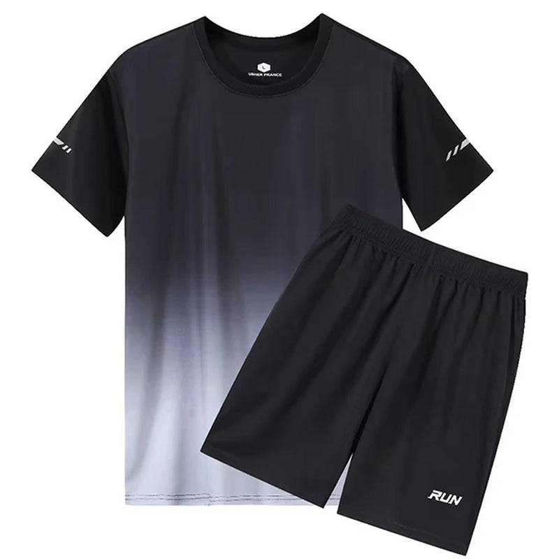 2 Pcs/Set Men'S Tracksuit Gym Fitness Badminton Sports Suit Clothes Running Jogging Sport Wear Exercise Workout Set Sportswear