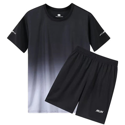 2 Pcs/Set Men'S Tracksuit Gym Fitness Badminton Sports Suit Clothes Running Jogging Sport Wear Exercise Workout Set Sportswear