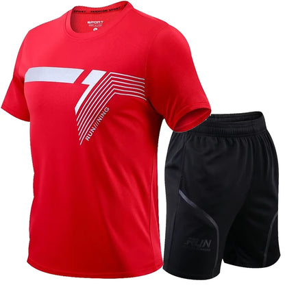 2 Pcs/Set Men'S Tracksuit Gym Fitness Badminton Sports Suit Clothes Running Jogging Sport Wear Exercise Workout Set Sportswear