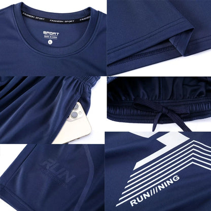 2 Pcs/Set Men'S Tracksuit Gym Fitness Badminton Sports Suit Clothes Running Jogging Sport Wear Exercise Workout Set Sportswear