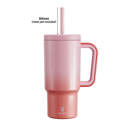 [Meoky] 24Oz Leak-Proof Straw Cup with Lid, Portable Non-Slip Stainless Steel Thermos Cup with Straw, Insulated Travel Drinkware, Insulated Water Cup, Wide Mouth Tumbler, for Easy Cleaning & Car Loading