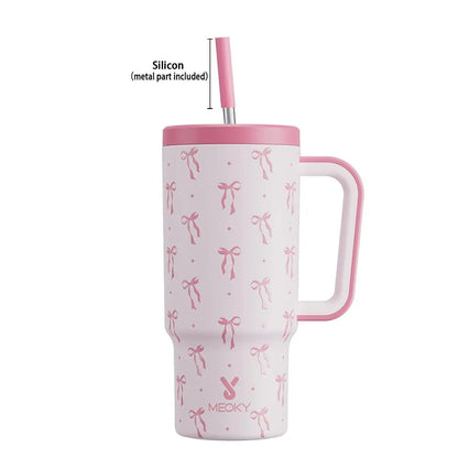 [Meoky] 24Oz Leak-Proof Straw Cup with Lid, Portable Non-Slip Stainless Steel Thermos Cup with Straw, Insulated Travel Drinkware, Insulated Water Cup, Wide Mouth Tumbler, for Easy Cleaning & Car Loading
