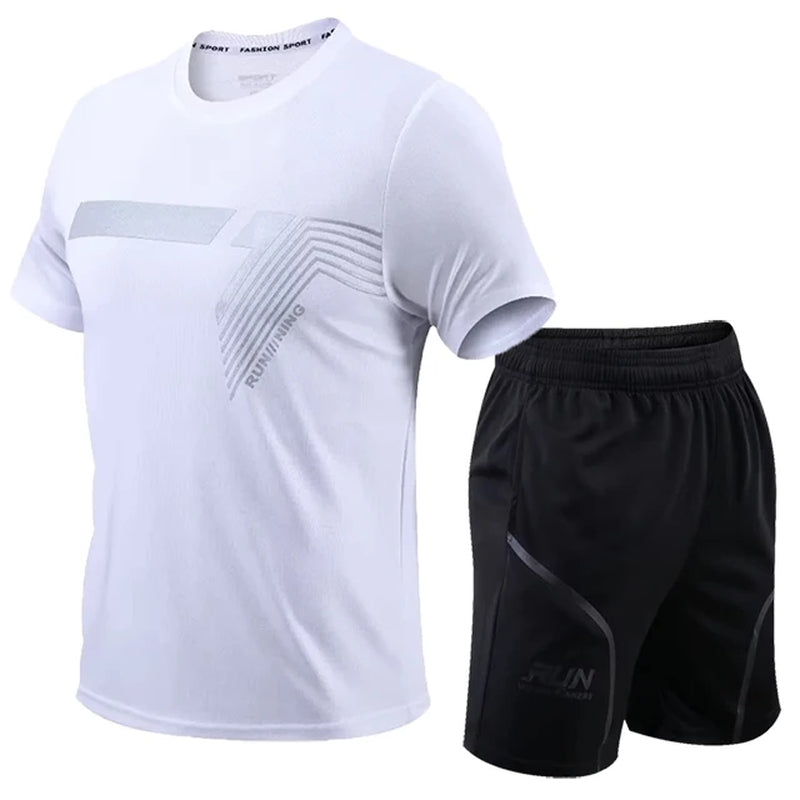 2 Pcs/Set Men'S Tracksuit Gym Fitness Badminton Sports Suit Clothes Running Jogging Sport Wear Exercise Workout Set Sportswear