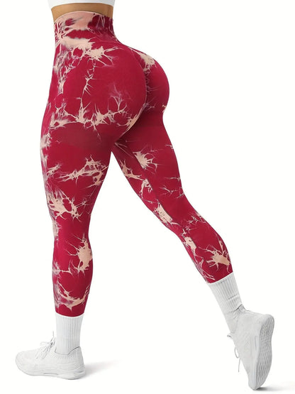 Women'S Plain / Tie Dye Print High Waist Sports Leggings, High Waisted Sportswear, Gym Leggings, Skinny Pants, Skinny Yoga Bottoms for Workout Running, Women Sport & Outdoor Clothing, Fitness Yoga Pants