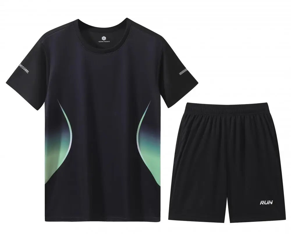 2 Pcs/Set Men'S Tracksuit Gym Fitness Badminton Sports Suit Clothes Running Jogging Sport Wear Exercise Workout Set Sportswear
