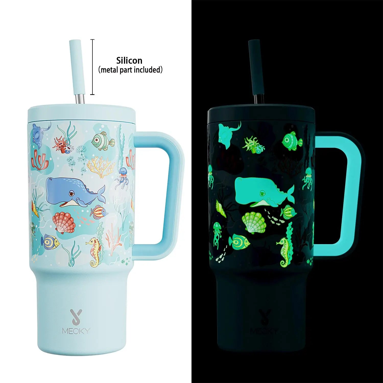 [Meoky] 24Oz Leak-Proof Straw Cup with Lid, Portable Non-Slip Stainless Steel Thermos Cup with Straw, Insulated Travel Drinkware, Insulated Water Cup, Wide Mouth Tumbler, for Easy Cleaning & Car Loading
