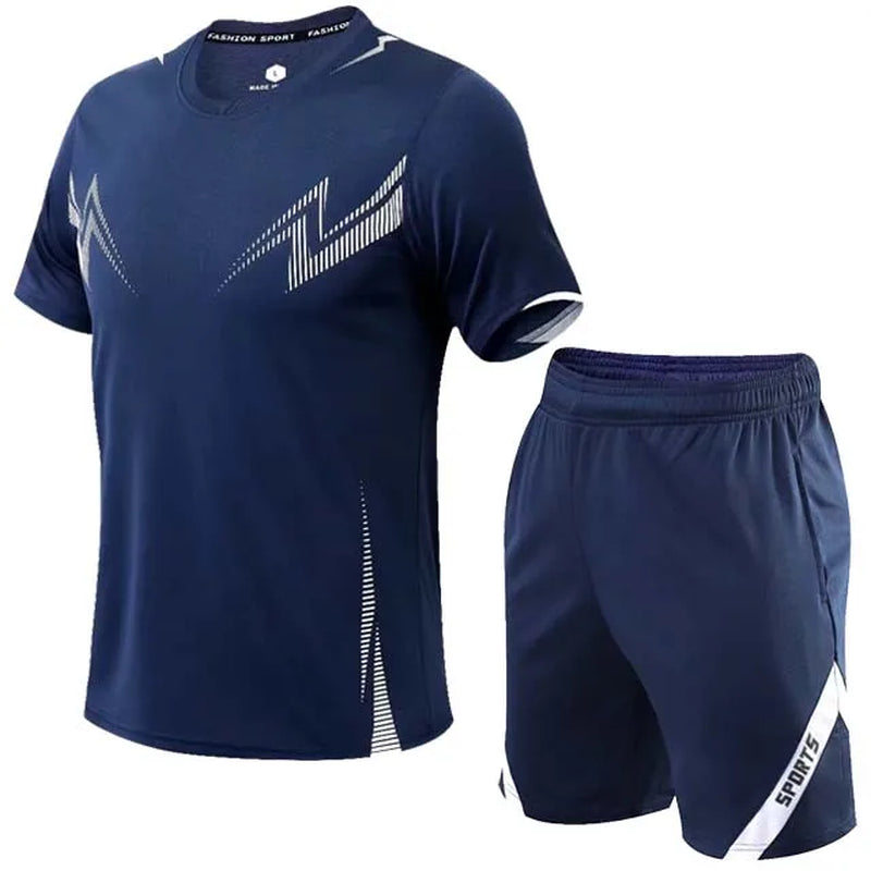 2 Pcs/Set Men'S Tracksuit Gym Fitness Badminton Sports Suit Clothes Running Jogging Sport Wear Exercise Workout Set Sportswear