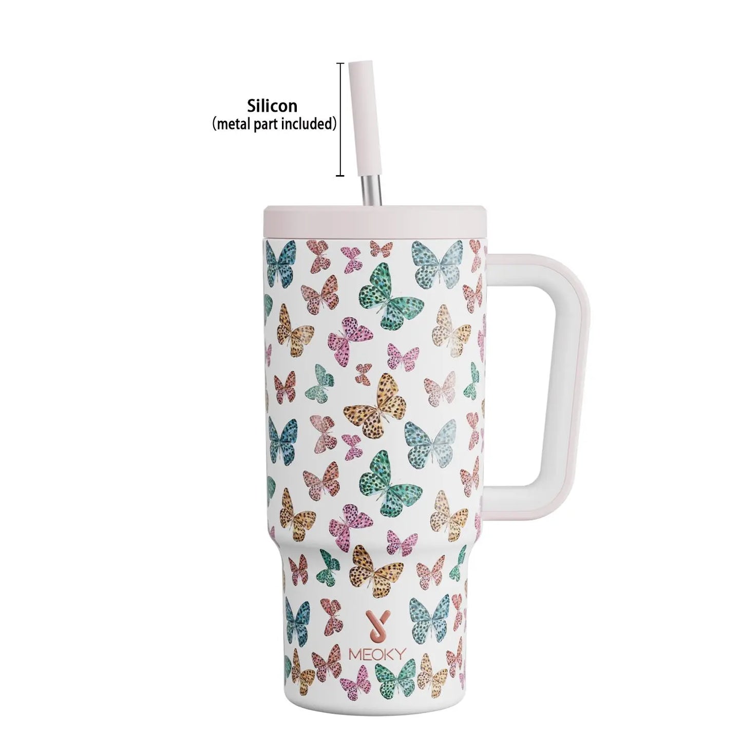 [Meoky] 24Oz Leak-Proof Straw Cup with Lid, Portable Non-Slip Stainless Steel Thermos Cup with Straw, Insulated Travel Drinkware, Insulated Water Cup, Wide Mouth Tumbler, for Easy Cleaning & Car Loading