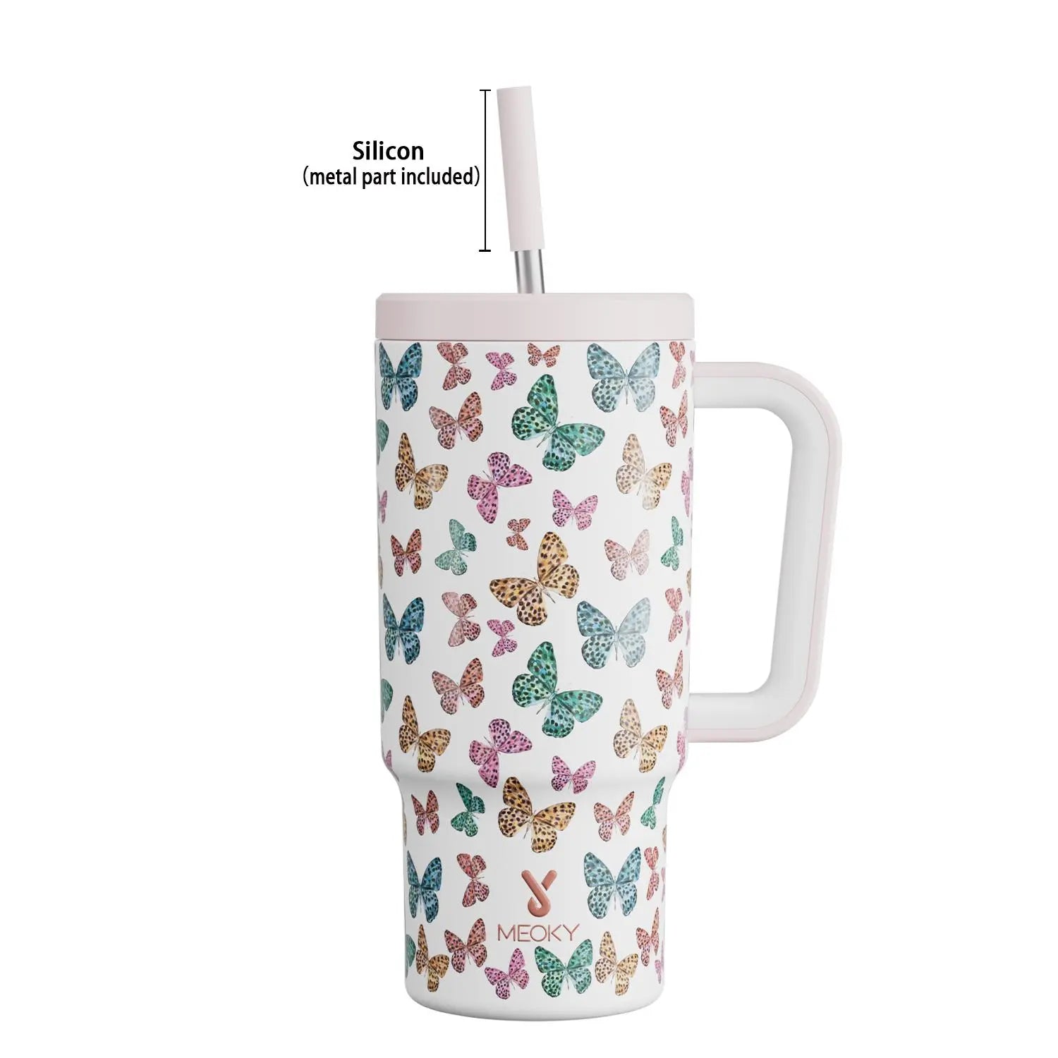 [Meoky] 24Oz Leak-Proof Straw Cup with Lid, Portable Non-Slip Stainless Steel Thermos Cup with Straw, Insulated Travel Drinkware, Insulated Water Cup, Wide Mouth Tumbler, for Easy Cleaning & Car Loading