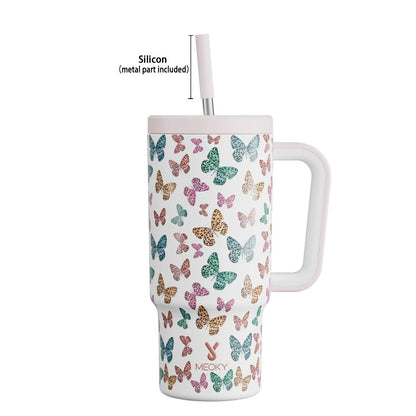 [Meoky] 24Oz Leak-Proof Straw Cup with Lid, Portable Non-Slip Stainless Steel Thermos Cup with Straw, Insulated Travel Drinkware, Insulated Water Cup, Wide Mouth Tumbler, for Easy Cleaning & Car Loading