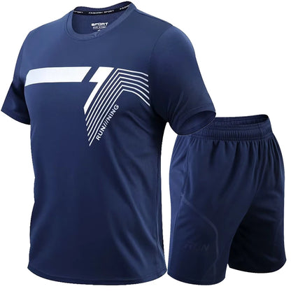 2 Pcs/Set Men'S Tracksuit Gym Fitness Badminton Sports Suit Clothes Running Jogging Sport Wear Exercise Workout Set Sportswear