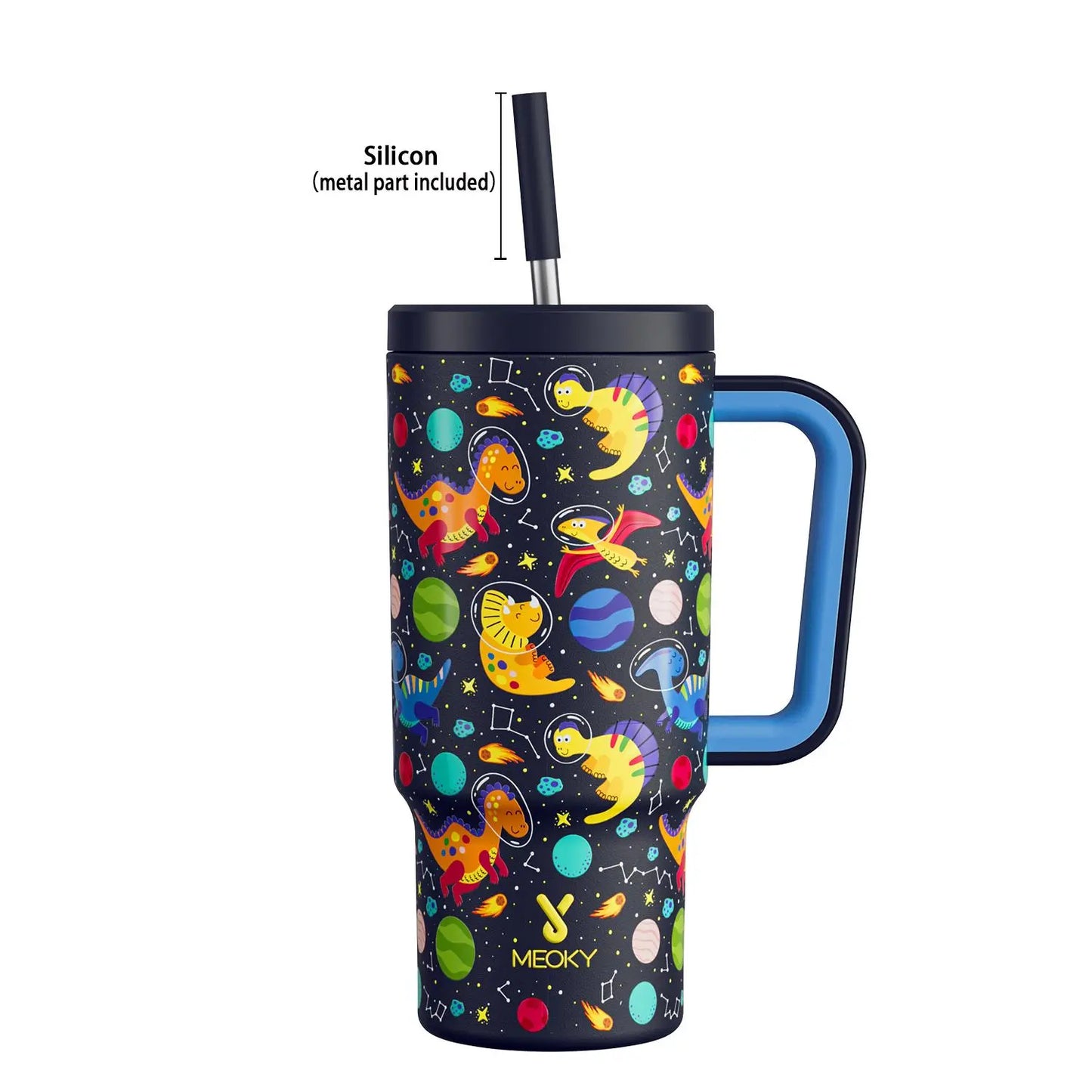 [Meoky] 24Oz Leak-Proof Straw Cup with Lid, Portable Non-Slip Stainless Steel Thermos Cup with Straw, Insulated Travel Drinkware, Insulated Water Cup, Wide Mouth Tumbler, for Easy Cleaning & Car Loading