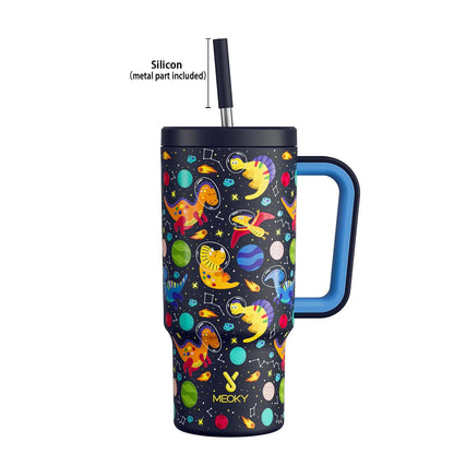 [Meoky] 24Oz Leak-Proof Straw Cup with Lid, Portable Non-Slip Stainless Steel Thermos Cup with Straw, Insulated Travel Drinkware, Insulated Water Cup, Wide Mouth Tumbler, for Easy Cleaning & Car Loading