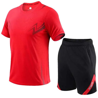 2 Pcs/Set Men'S Tracksuit Gym Fitness Badminton Sports Suit Clothes Running Jogging Sport Wear Exercise Workout Set Sportswear